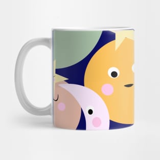 Cute Planets In Space Cartoon Mug